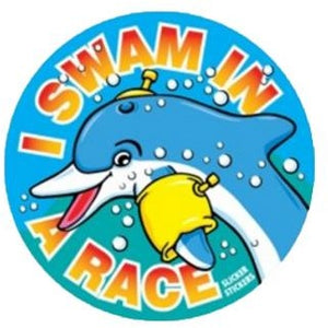 STICKER- I SWAM IN A RACE (PKT 50)